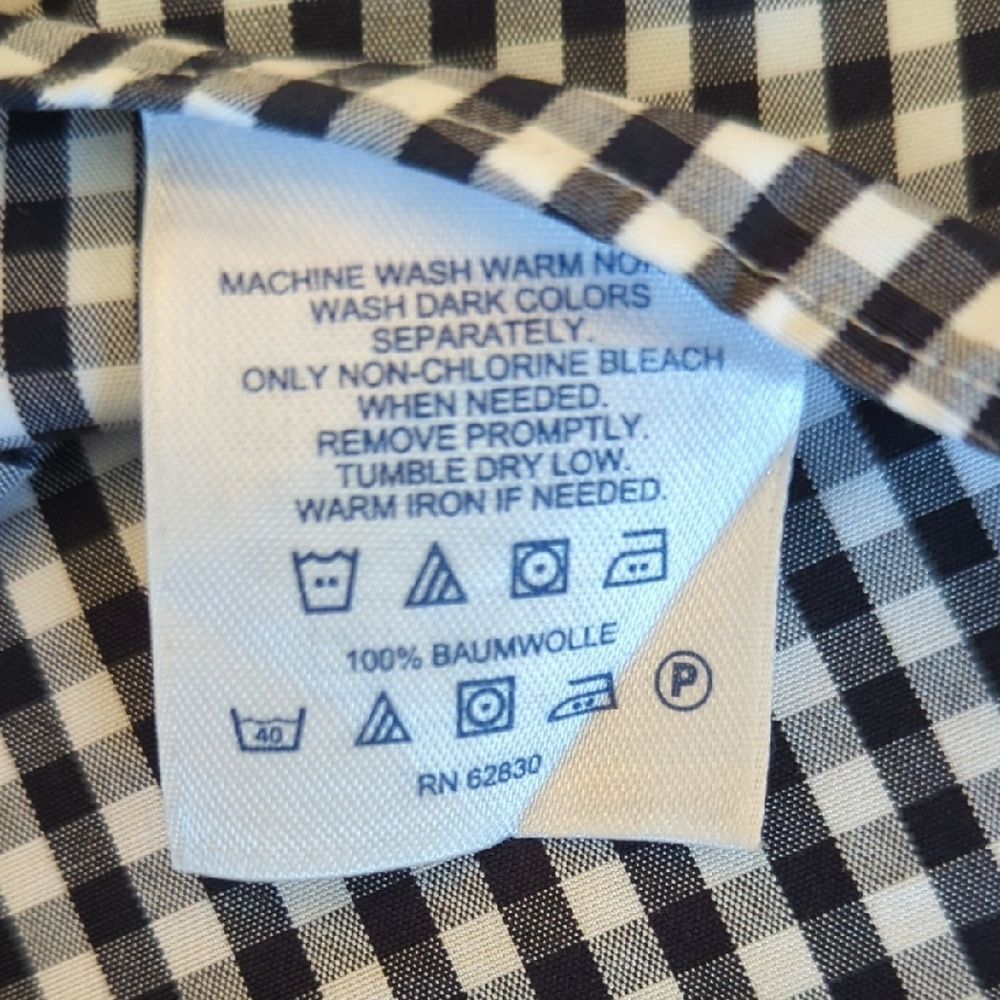 Lands' End Men's Black Checkered Button Down Shirt - Picture 5 of 8
